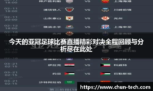 今天的亚冠足球比赛直播精彩对决全程回顾与分析尽在此处